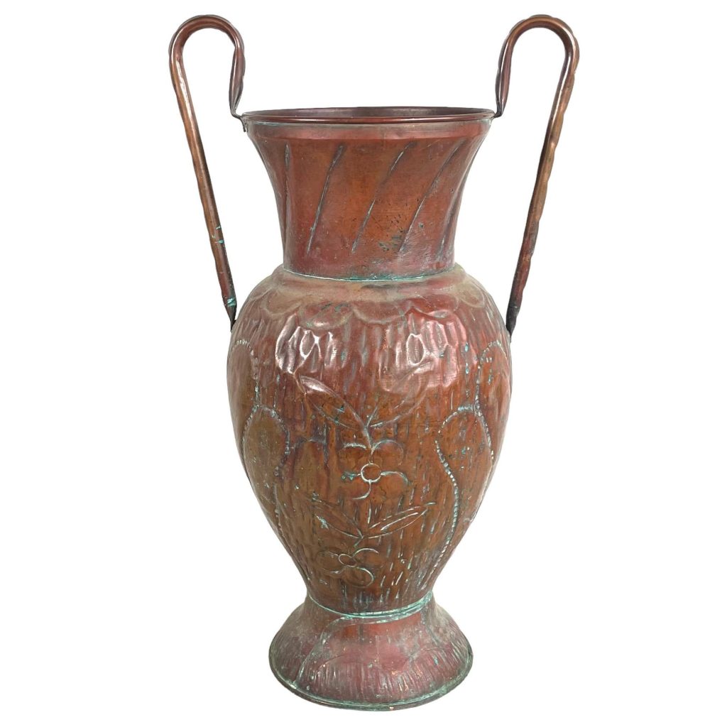 Vintage Moroccan Copper Handled Flower Plant Vase Pot Umbrella Walking Stick Stand circa 1950-60’s
