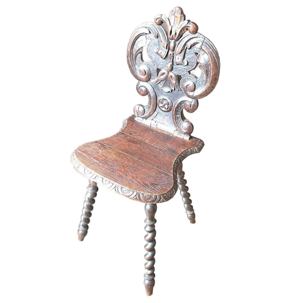 Antique Chair French Brittany Hand Carved Panel Table Kitchen Seat Seating Stand Plinth Tabouret decor DAMAGED REPAIRED c1880-1900’s