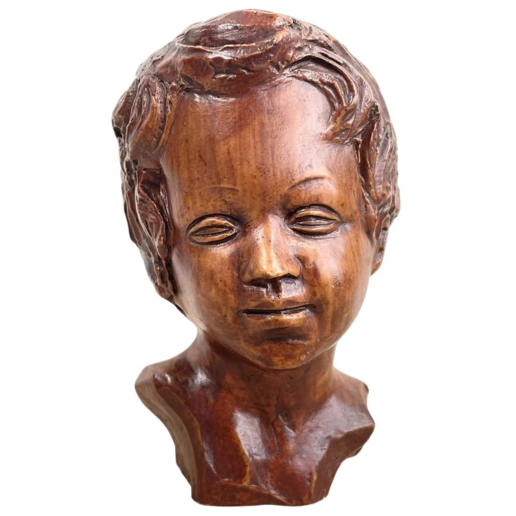 Vintage Dutch Child Bust Head Ornament Statue Cast Reproduction Resin Statue Display c1960-70's