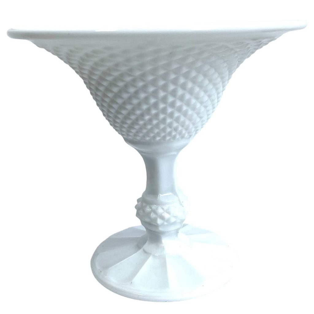 Vintage French White Milk Glass Drinking Goblet Chalice Small Vase Display Ceremony Bar Decor Goblets Glasses c1950-60’s