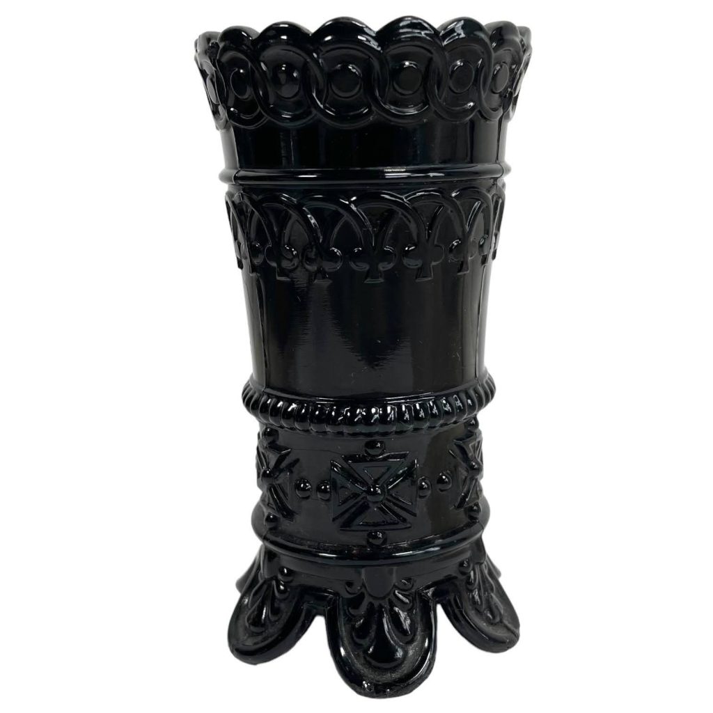 Vintage French Black Glass Small Vase Display Ceremony Bar Decor Ornament c1960-70’s