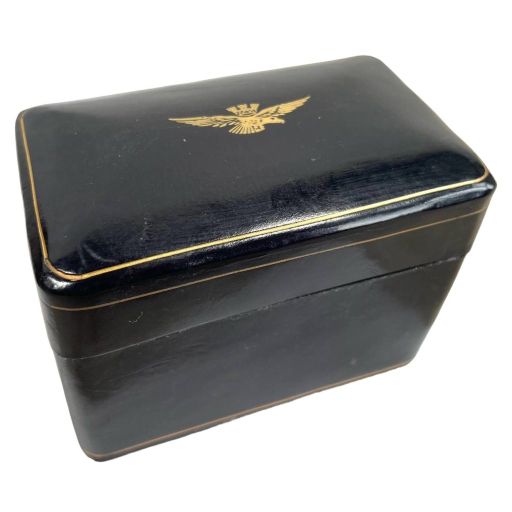 Vintage Italian Air Force Calf Leather Desktop Playing Card Case Storage Armed Forces Memorabilia  c1930-40’s