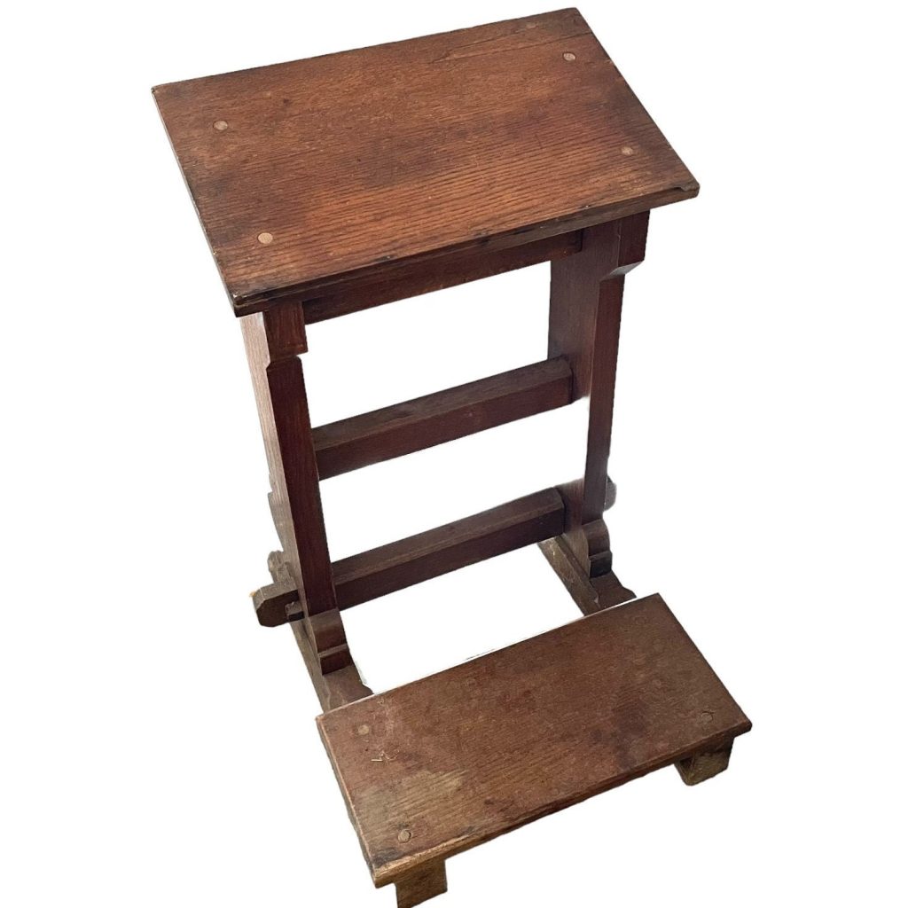 Vintage French Wooden Prayer Praying Kneel Knee Kneeler Step Stool Book Rest Two Tabouret Chair Prop circa 1930-40’s