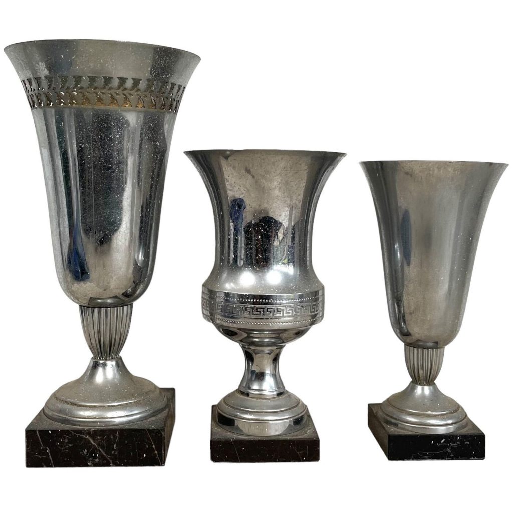 Vintage French Silver Un-Engraved Trophy Cup Collection Job Lot Of Three Prizes Awards c1970-1980s