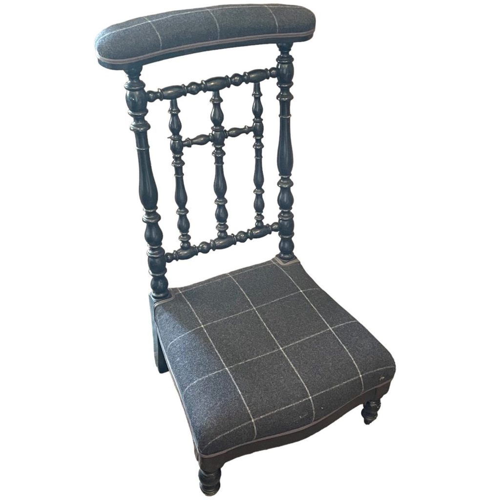 Antique French Black & Grey Refurbished Prayer Praying Stool Chair Kneeler Kneeling circa 1880-1900’s