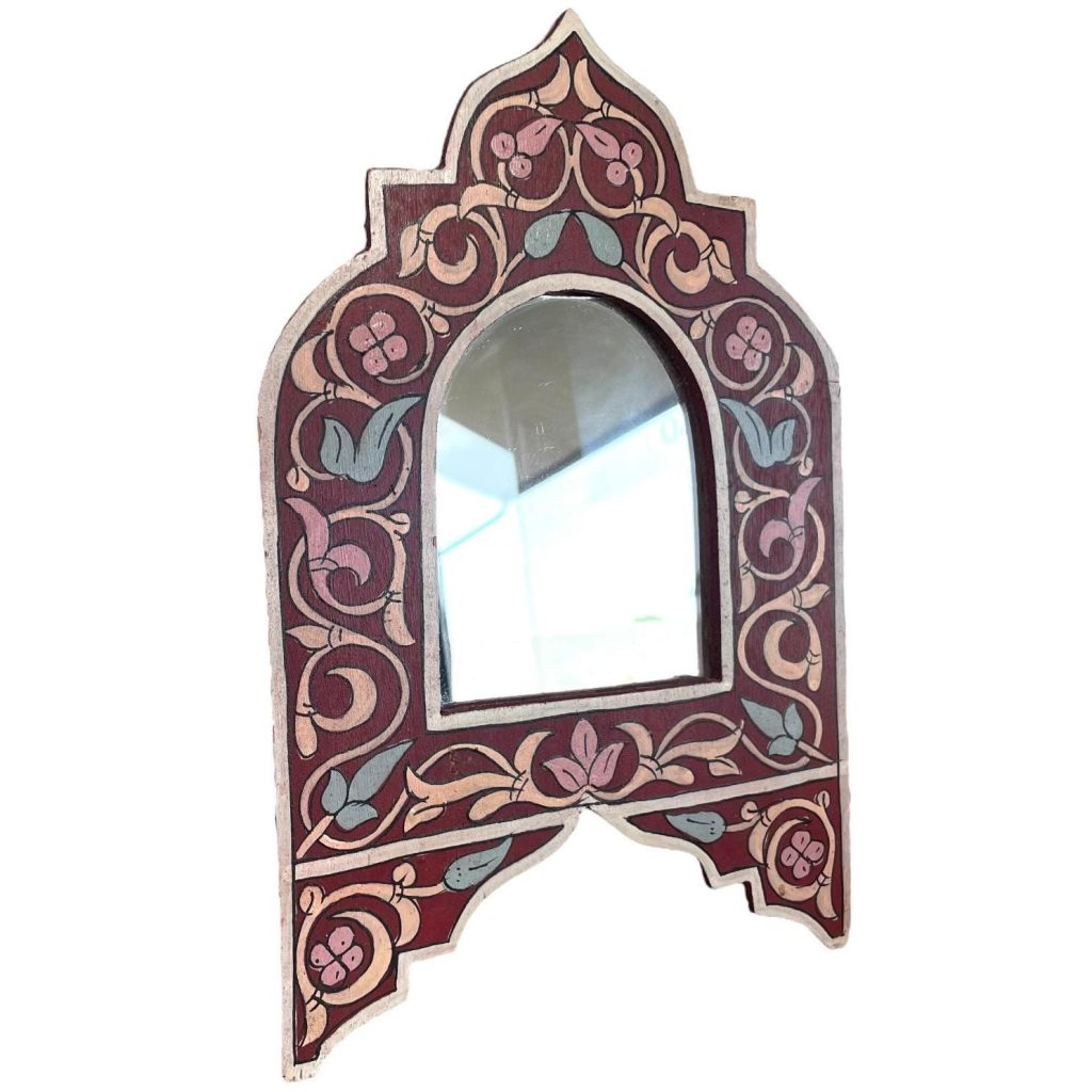 Vintage Mirror Moroccan Wall Hanging Wood Glass One-Off Small Decorative Cloakroom c1970-80’s