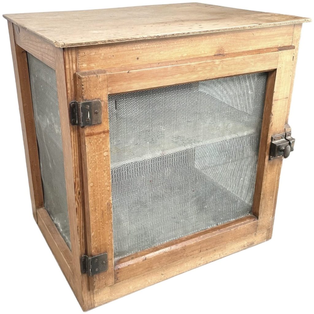 Vintage French Fromagier Gardeniere Fromage Cheese Sausage Pie Safe Cooling Mesh Closet Food Storage Box circa 1950-60’s