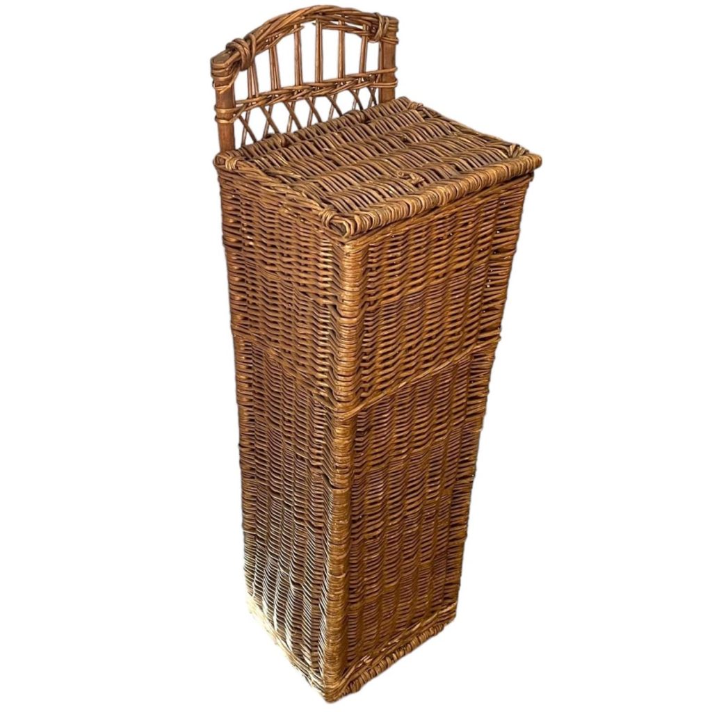 Vintage French Baguette Bread Basket Woven Wicker Wood Storage Display Traditional c1980s