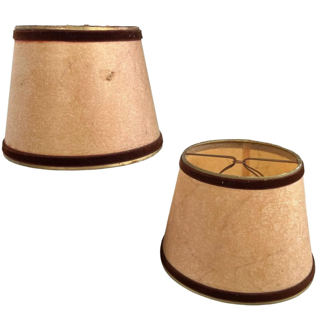 Vintage French Brown Gold Small Desk Lamp Shade Lampshade Desktop Light Damaged PRICED INDIVIDUALLY c1960-70’s