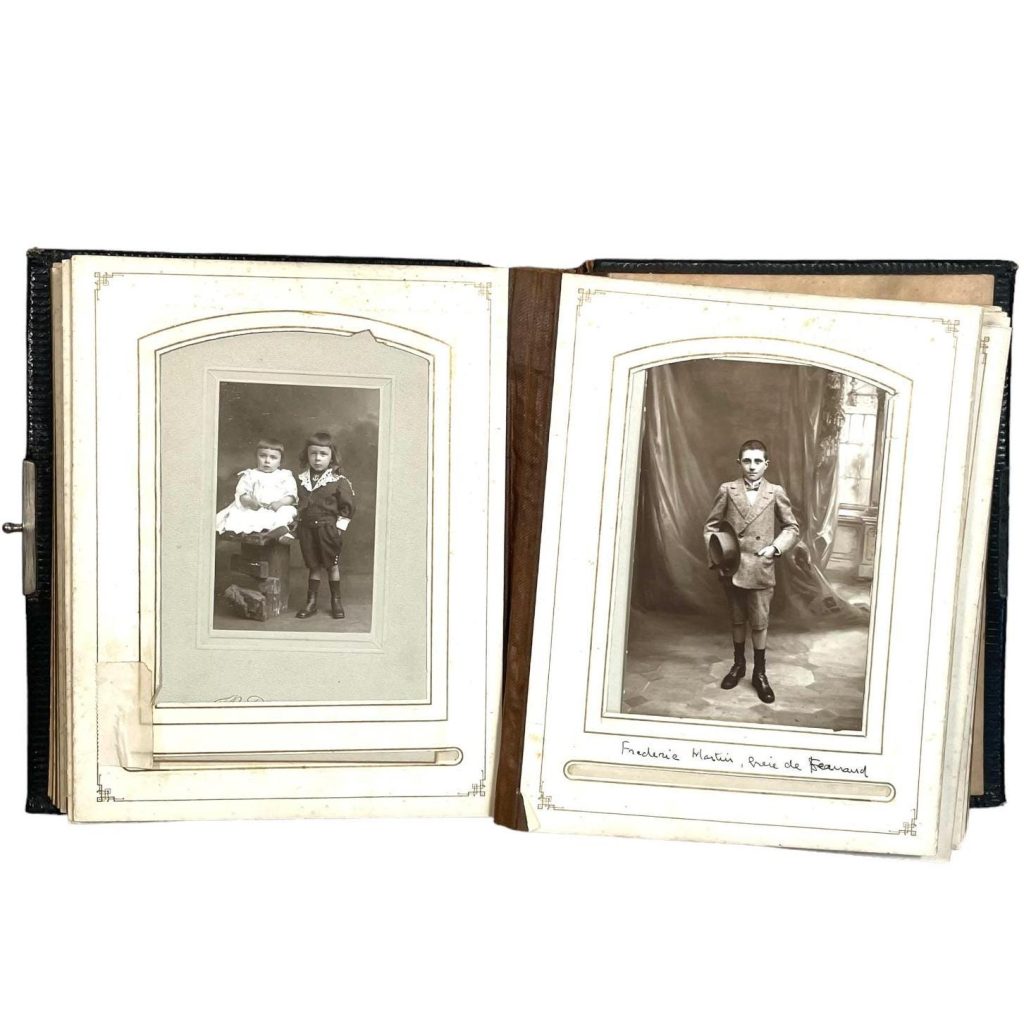 Antique French Photo Album Frame Original French Wedding Uniform Family Photos Decorative 40 Pictures c1880-1920’s