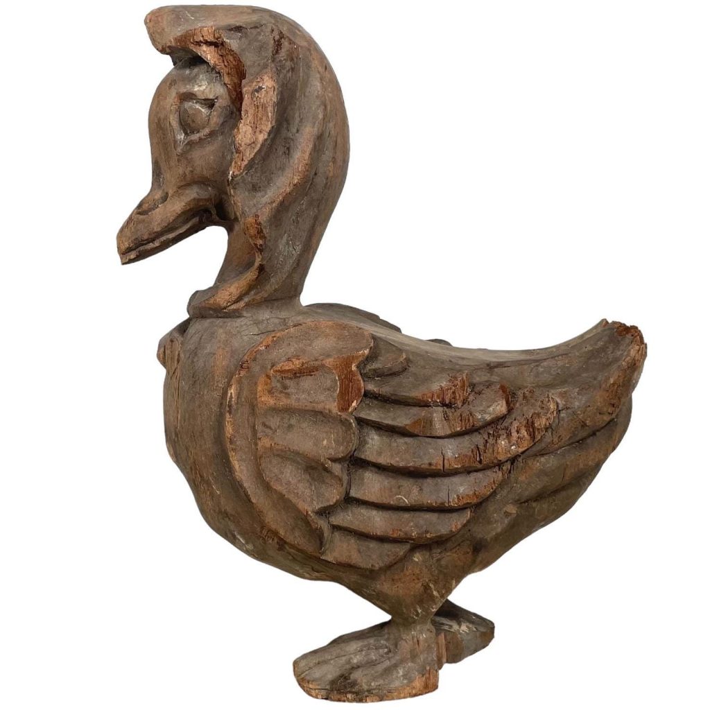 Vintage German Austrian Wooden Wood Carved Animal Bird Duck Decorative Hand Carved Figurine Decor Folk Art DAMAGED c1940-1950’s