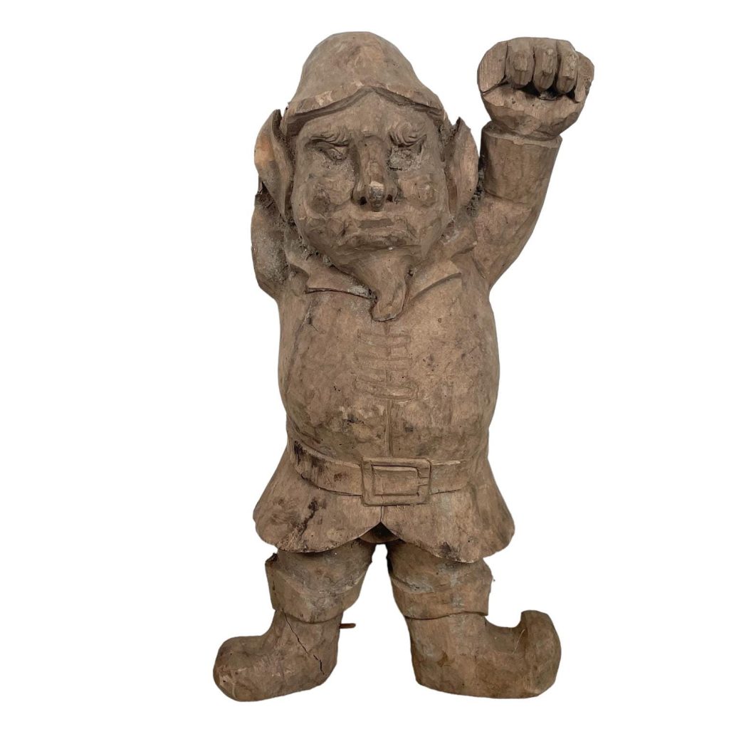 Vintage German Austrian Wooden Wood Carved Gnome Elf Decorative Hand Carved Figurine Decor Folk Art DAMAGED c1940-1950’s