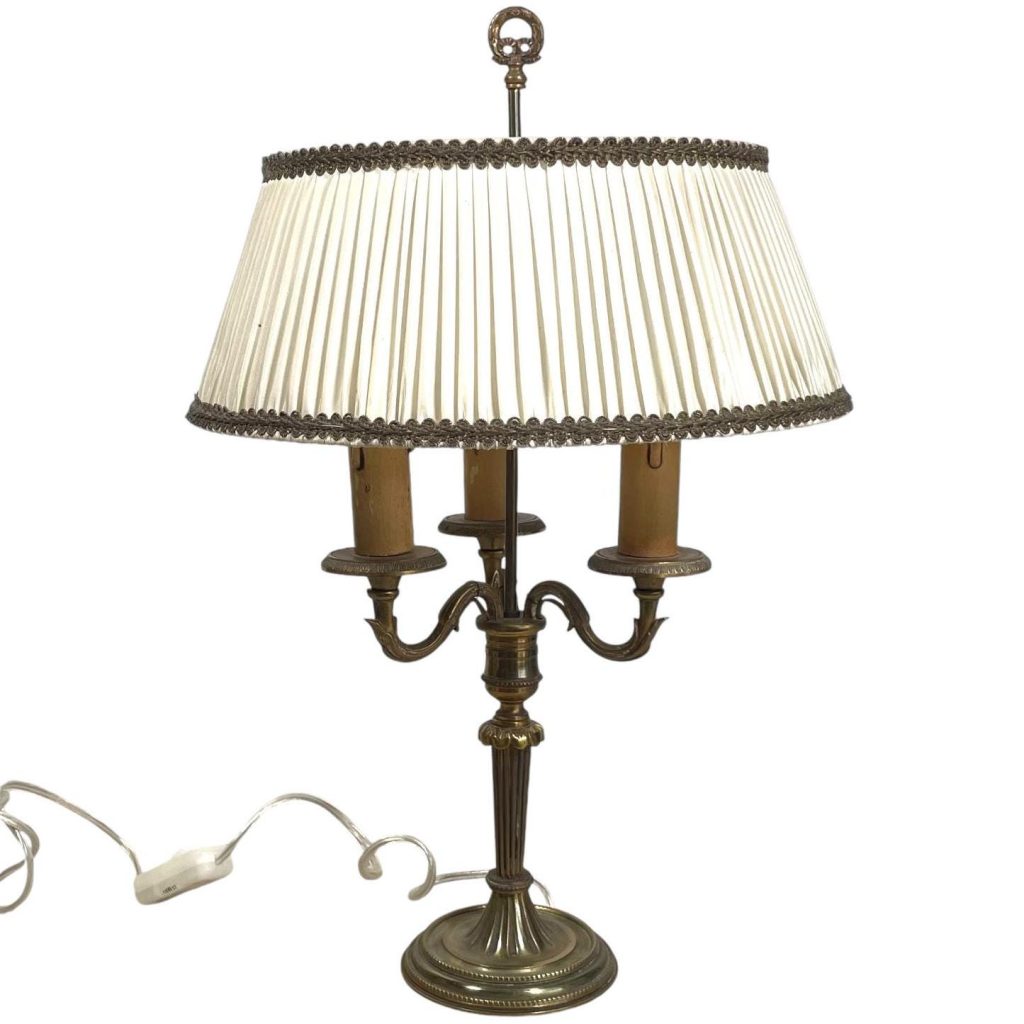 Vintage French Brass Triple Bulb Reading Desk Lamp Lantern Electric Illuminating Light circa 1950-60’s