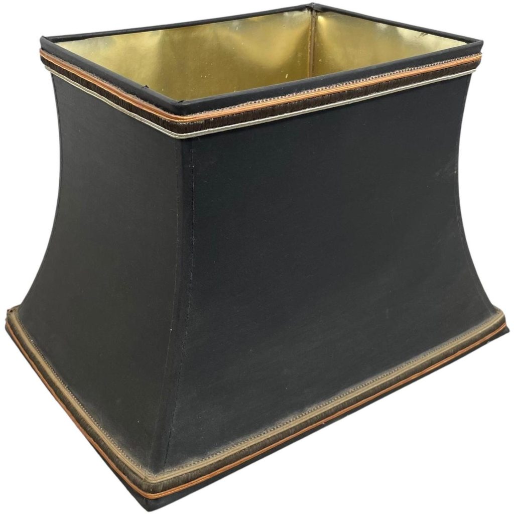 Vintage French Black Gold Lamp Shade Lampshade Table Standing Side Lamp Light circa 1980-90’s