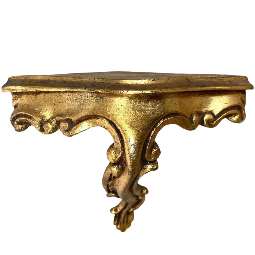 Vintage Italian Small Corner Shelf Florentine Style Florence Gold Resin Ornate Small Wall Hanging Plinth Display Stand c1970’s