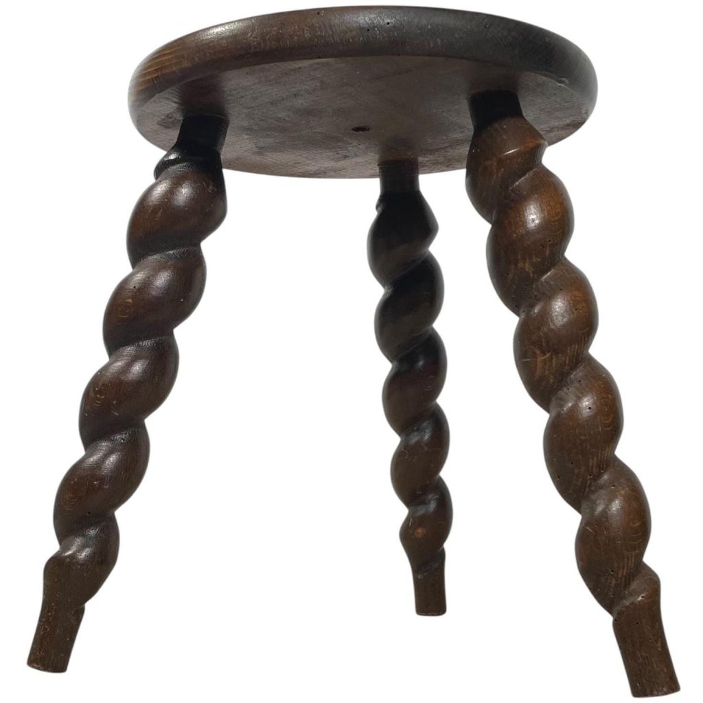 Plant Stand Vintage French Traditional Worn Damaged Stool Small Stand Twist Spiral Leg Rest Plinth Plant Tabouret c1960-70’s