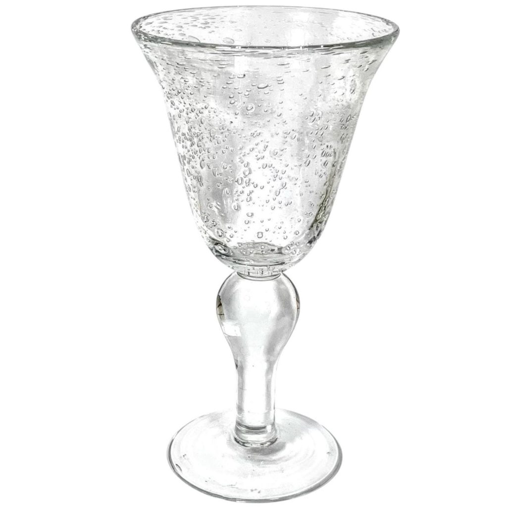 Vintage French Bubble Glass Drinking Goblet Chalice Small Vase Display Ceremony Bar Decor Goblets Glasses c1980-90’s