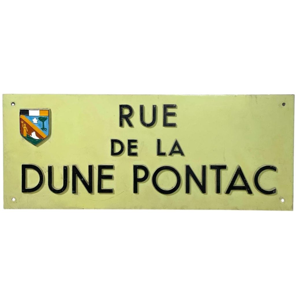 Vintage French Metal Original Street Sign Rue De La Dune Pontiac Metal Road Display Promotional c1990-2000