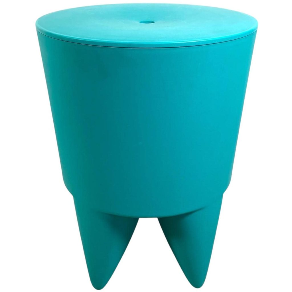 Vintage French Stool Starck Rest Chair Seat Rest Plinth Stand Display Plastic Tabouret Teal Blue Designer Storage Tabouret c1990’s