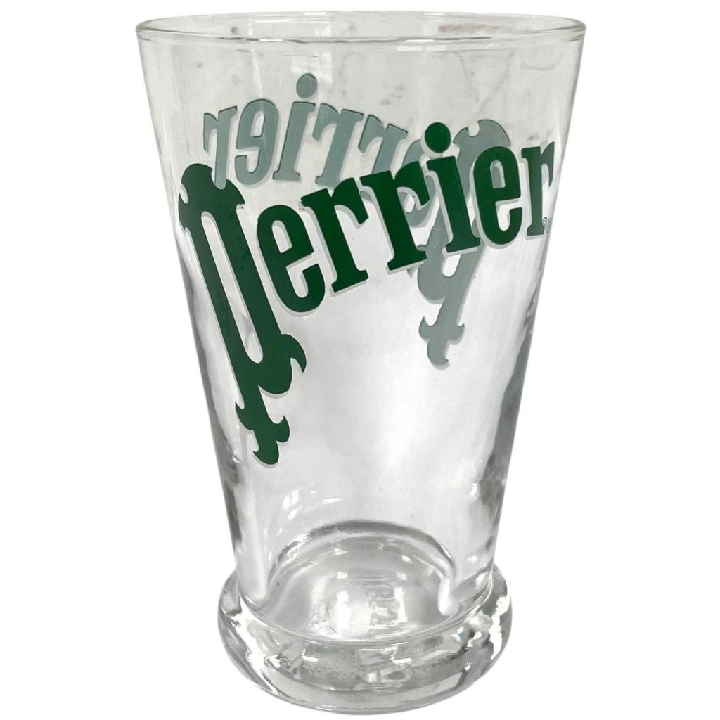 Vintage French Large Perrier Drinking Glass Glasses Water Retro Bar Cafe France Multiples Available circa 1980s