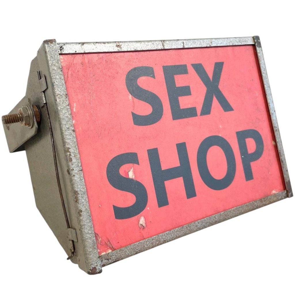 Vintage English Adapted Upcycled Sex Shop Advertising Electric Light Wall Or Desktop Bedside Studio Lamp c1970’s