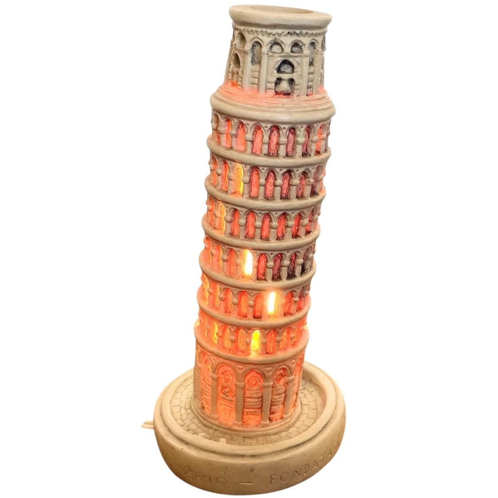 Vintage Italian Leaning Tower Of Pisa Lamp Souvenir Ornament Resin Statue Figurine Ornament Gift Display circa 1970-80’s