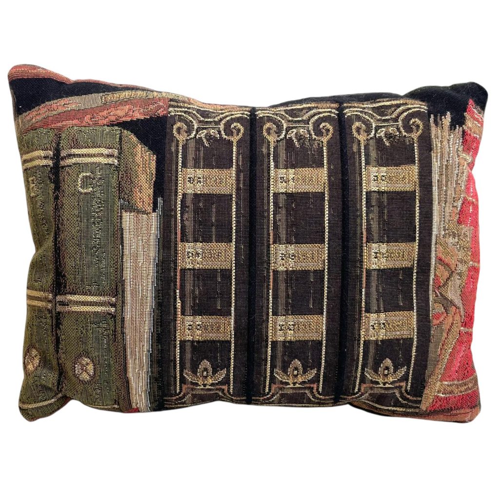 Vintage English Library Book Small Fancy Rectangular Cushion Pillow Pillows Bed Chair Sofa circa 1990's