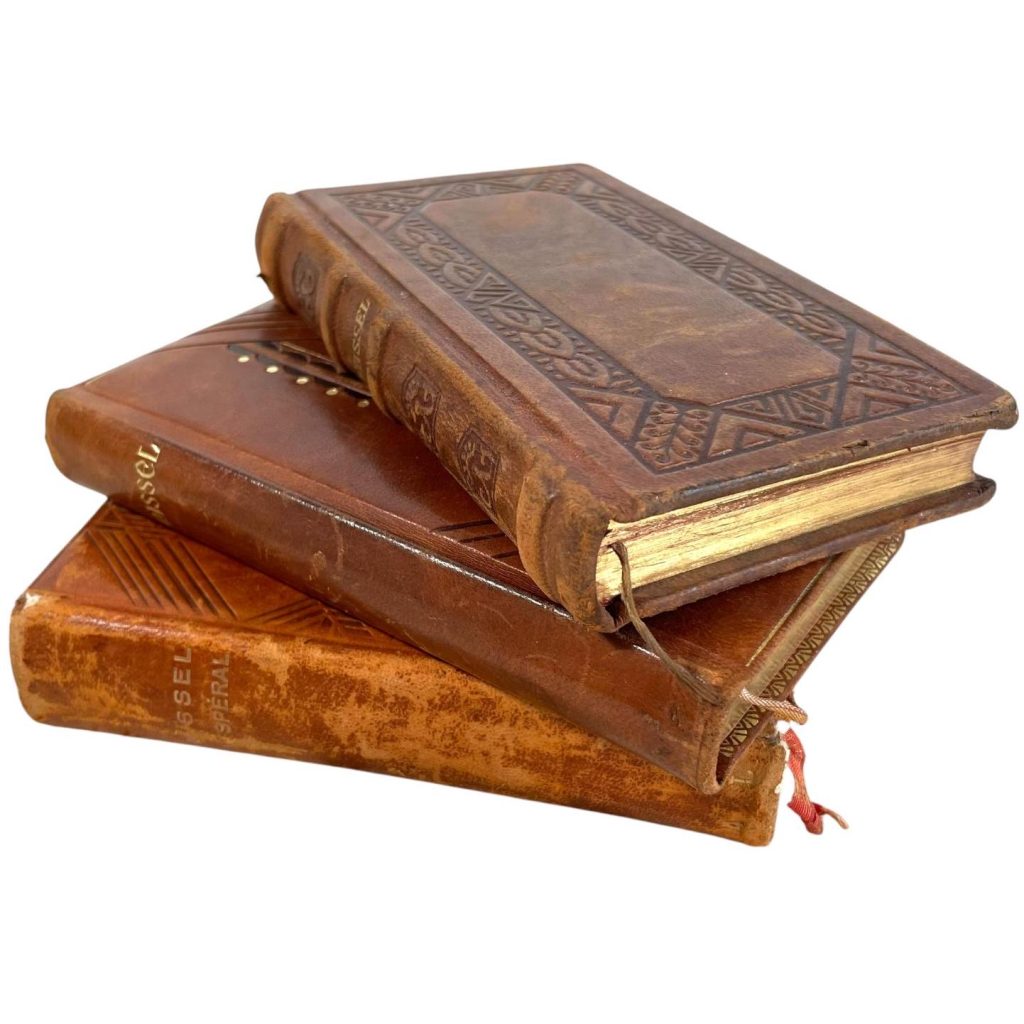 Antique French Collection Leather Bound Religious Prayer Books Collection Catholic Memorabilia Collector circa 1920-1930's