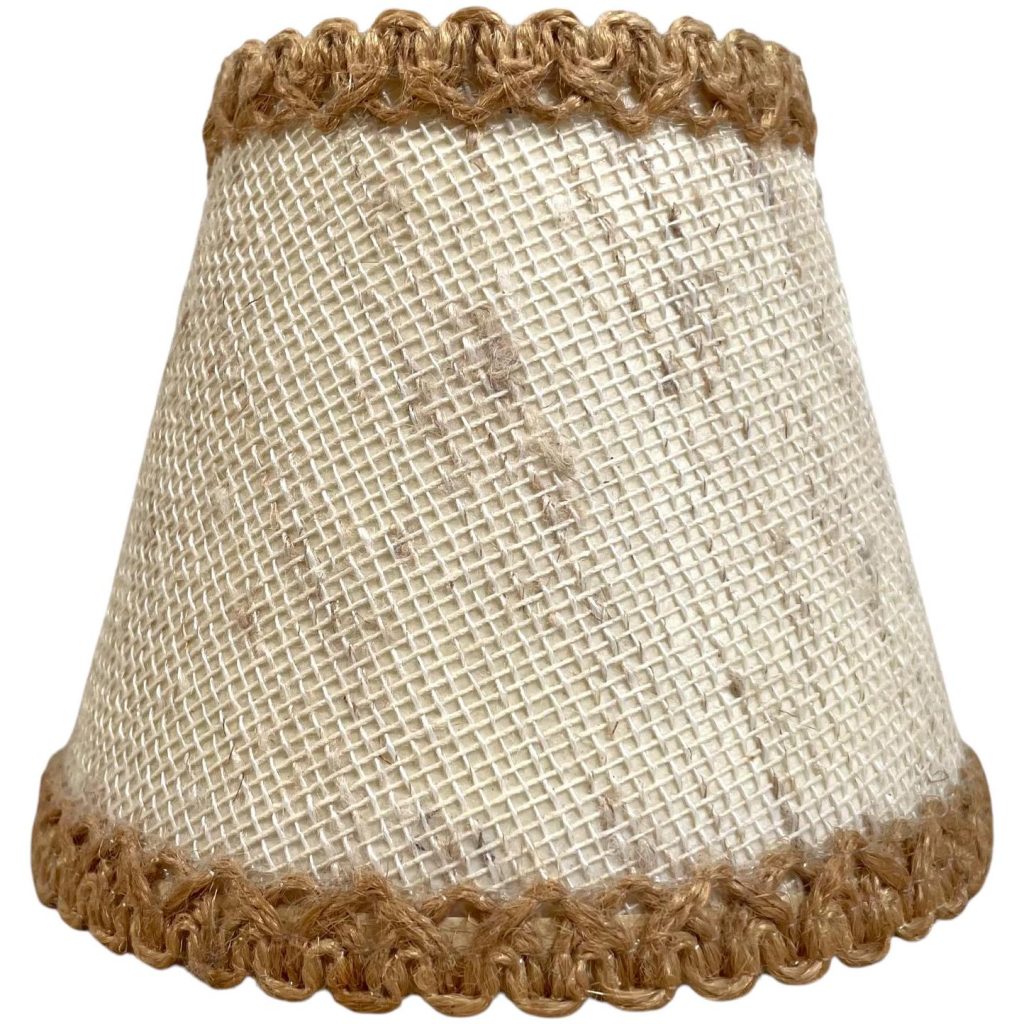 Vintage French Brown Beige Small Lampshade Desk Wall Lamp Shade Material Fringed Design circa 1970's