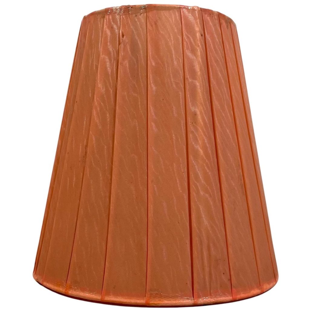 Vintage French Lampshade Pleated Fabric Orange Faded Red Small Desk Table Lamp Shade Material Design circa 1960-70's