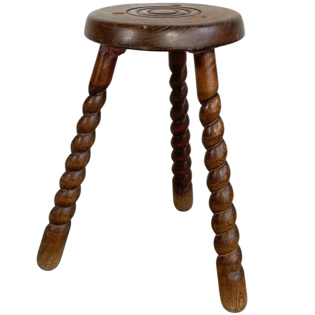 Vintage French Traditional Plant Stand Wooden Brown Small Stool Chair Display Plinth Plant Pot Tabouret DAMAGED REPAIRED c1950-60's