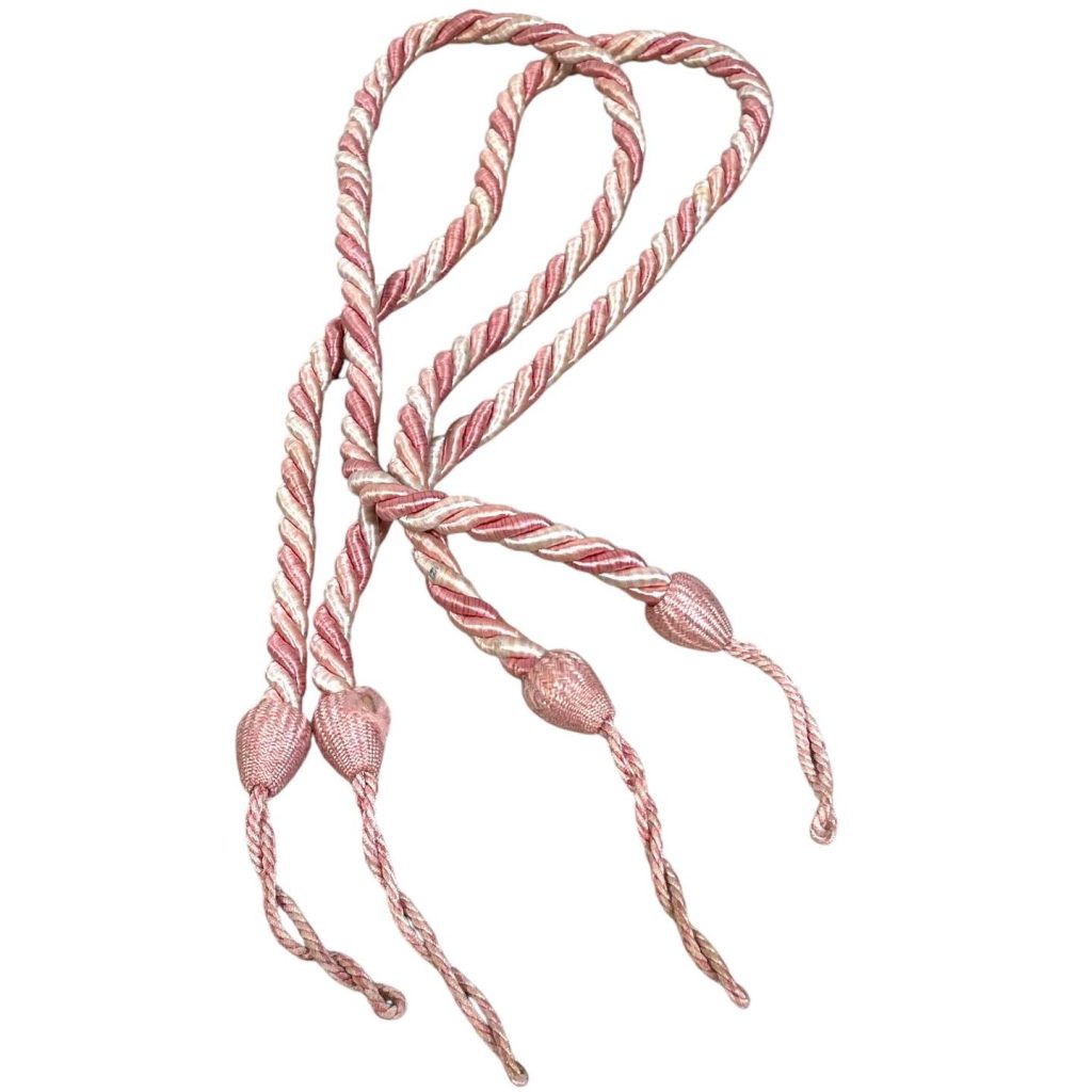 Vintage French Tassels Pink Curtain Pullbacks Ties Tiebacks Curtains Tie Ribbons Rope 1970-80's