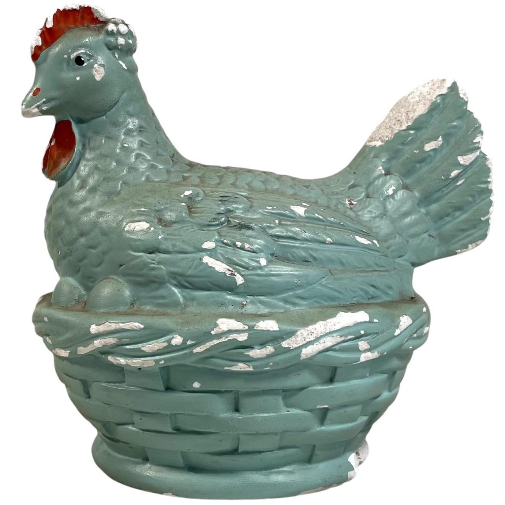 Vintage French Plaster Chicken Money Bank Break To Open Piggy Bank c1950-60's