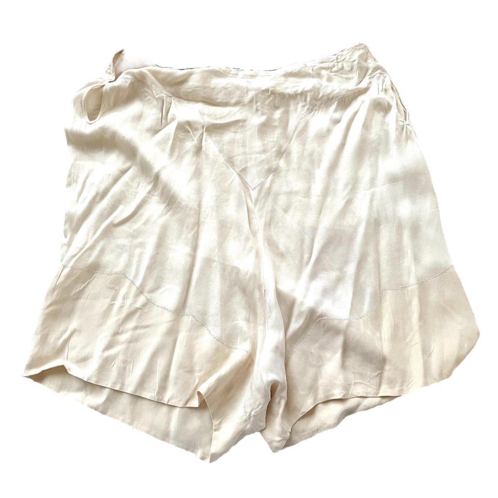 Antique French Silk Undies Pants Underwear Cream Champagne Flappers Pin Up Lingerie size S circa 1950s