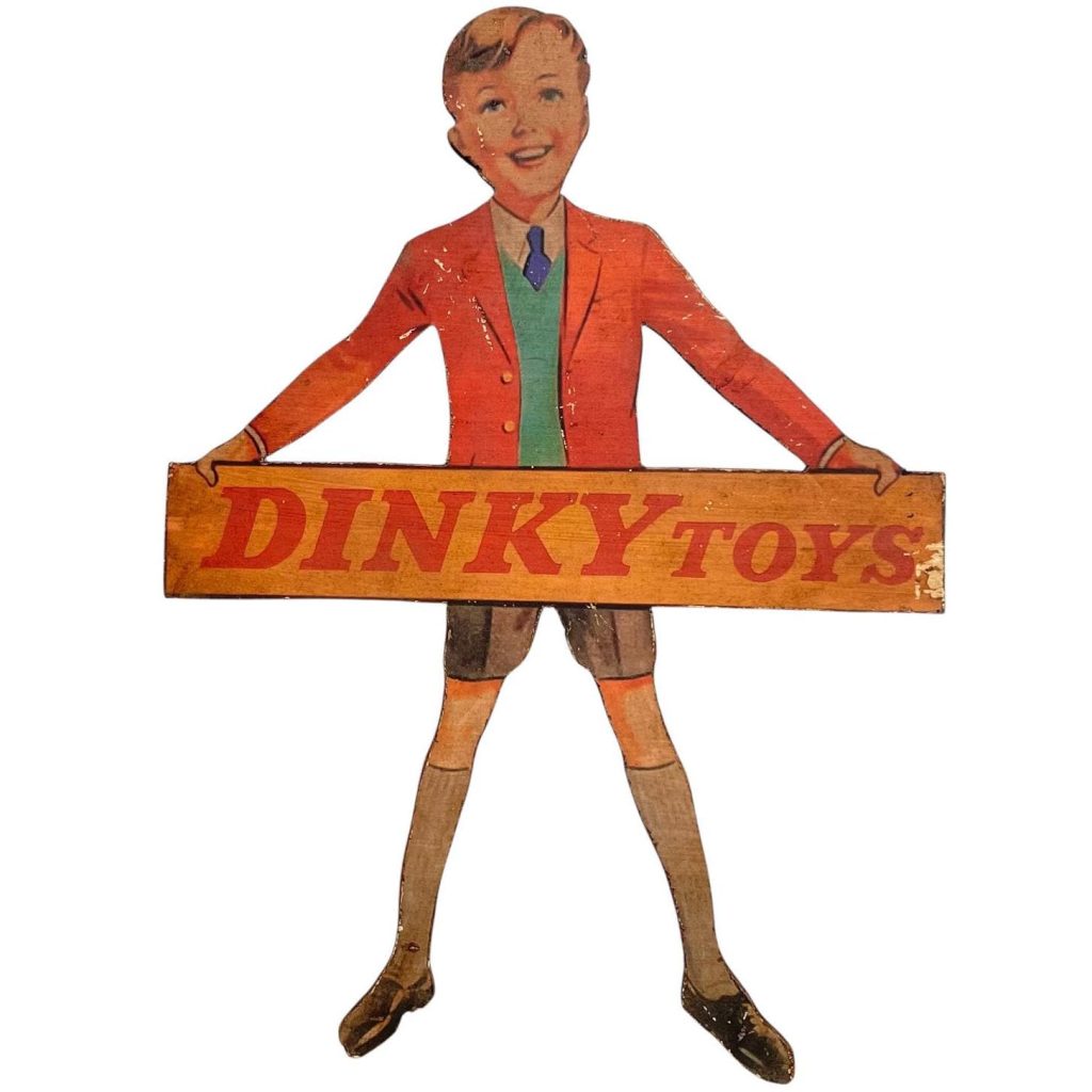 Vintage Dinky Toys Boy Wooden Printed Shop Sign Display Advertising Man Cave Commercial c1990-2000