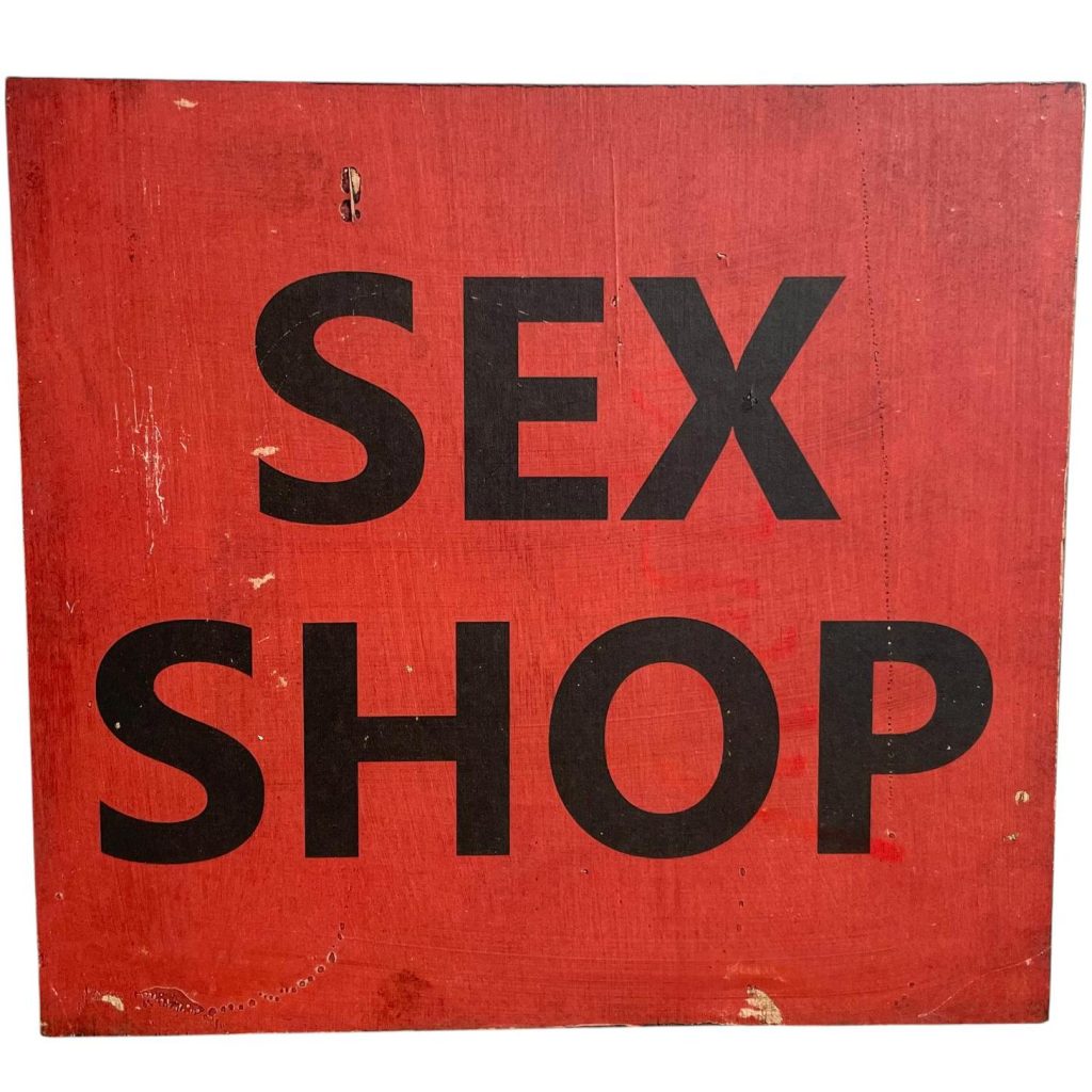 Vintage Adult Sex Shop Wooden Printed Shop Sign Display Advertising Man Cave Soho Commercial c1990-2000