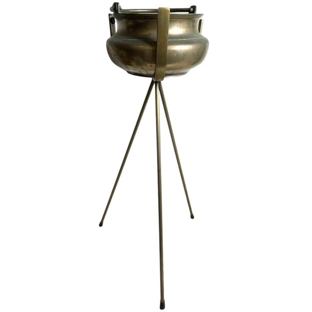 Vintage French Brass Pan Pot Cauldron Plant Pot Holder Display circa 1970's