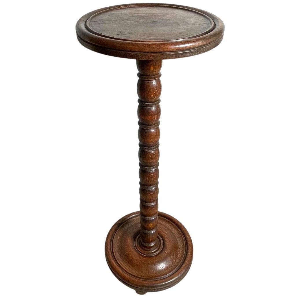 Vintage French Pedestal Leg Display Plinth Stand Wooden Wood Small Table Round Plant Rest Tabouret c1960-70's